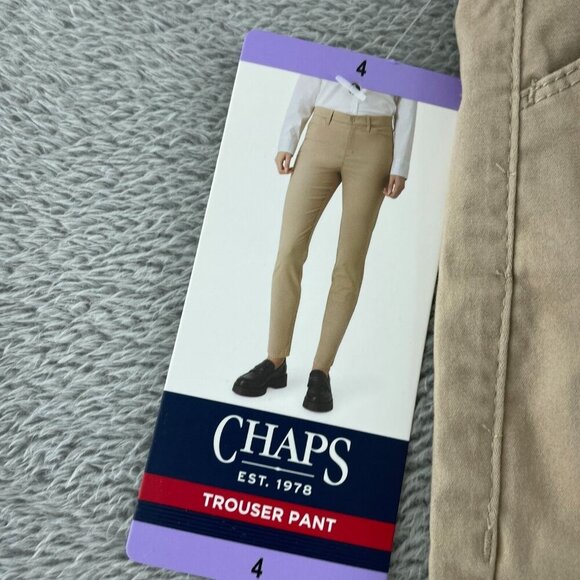 Chaps Womens Khaki Trouser Pants Size 4 Cotton Blend Slim Fit a1075 - Picture 5 of 10